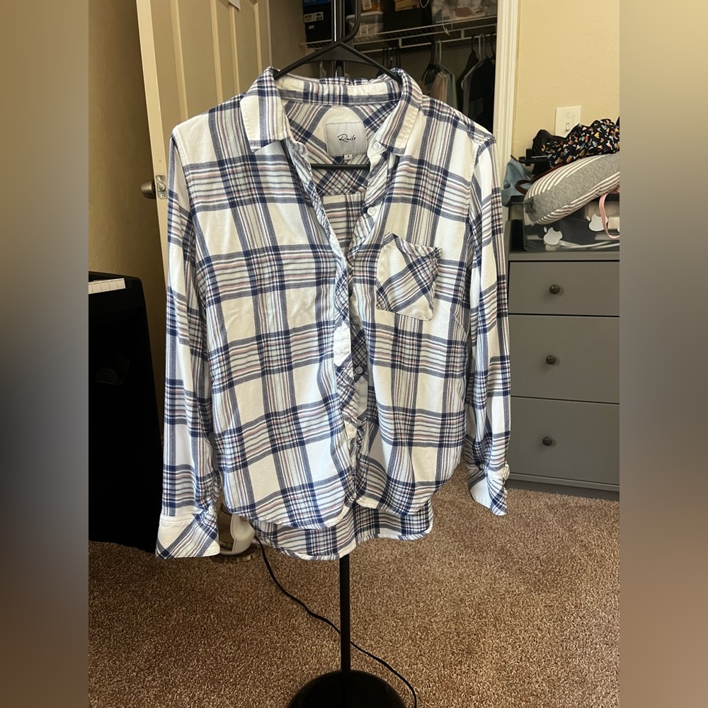 Rails Navy and Cream Plaid Shirt